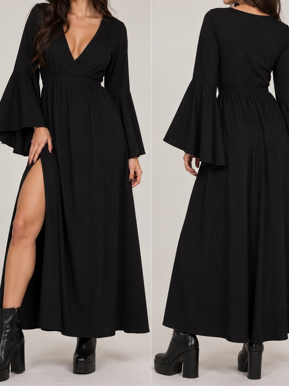 Foxblood Cassandra Bell Sleeve Maxi Dress Large
